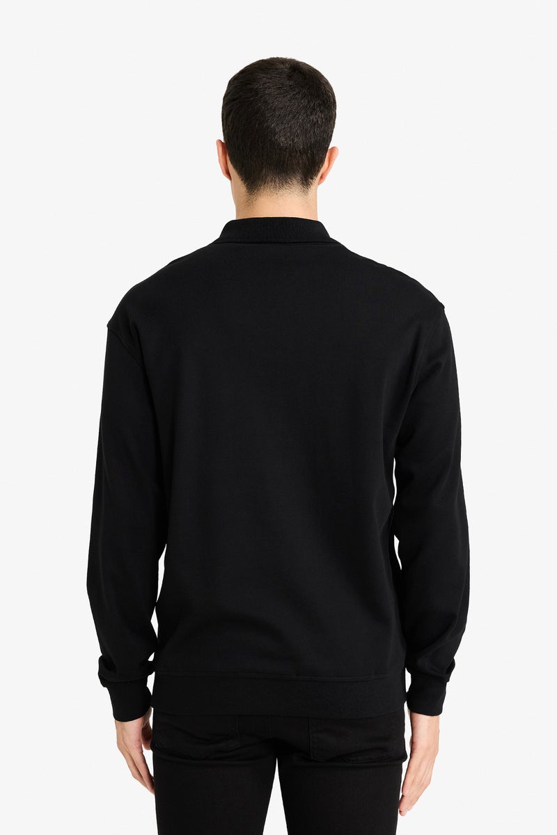 DeFacto Black Man Regular Fit Polo Neck Half Zippered Sweatshirt Casual - Image 5